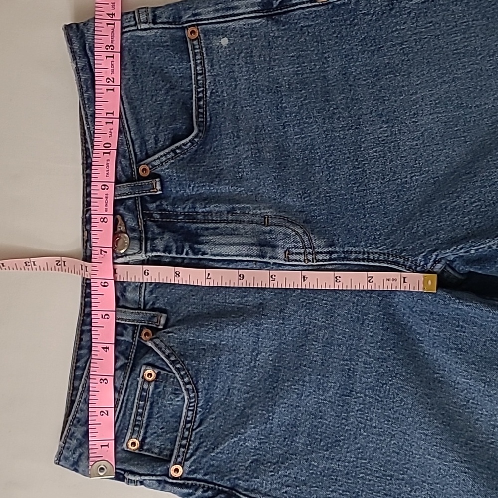 TOPSHOP Women's Cropped Straight Leg Blue Jeans with Raw Hem Size 28P - Picture 6 of 10